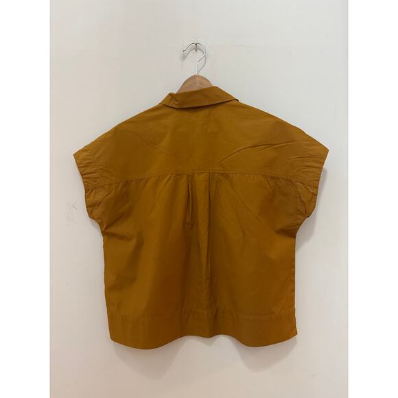 Everlane Brown Short Sleeve Box Shirt Button Up Size XXS Camp Shirt Safari - Picture 4 of 4